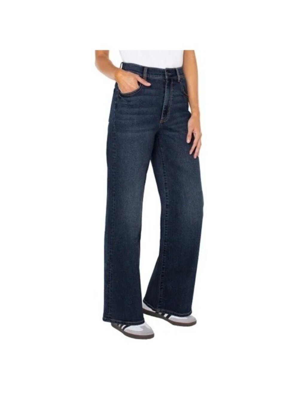 NWT Well Worn Women's Size 6/28 Wide Leg High Rise Jeans Dark Wash Denim G2140 - Picture 2 of 13